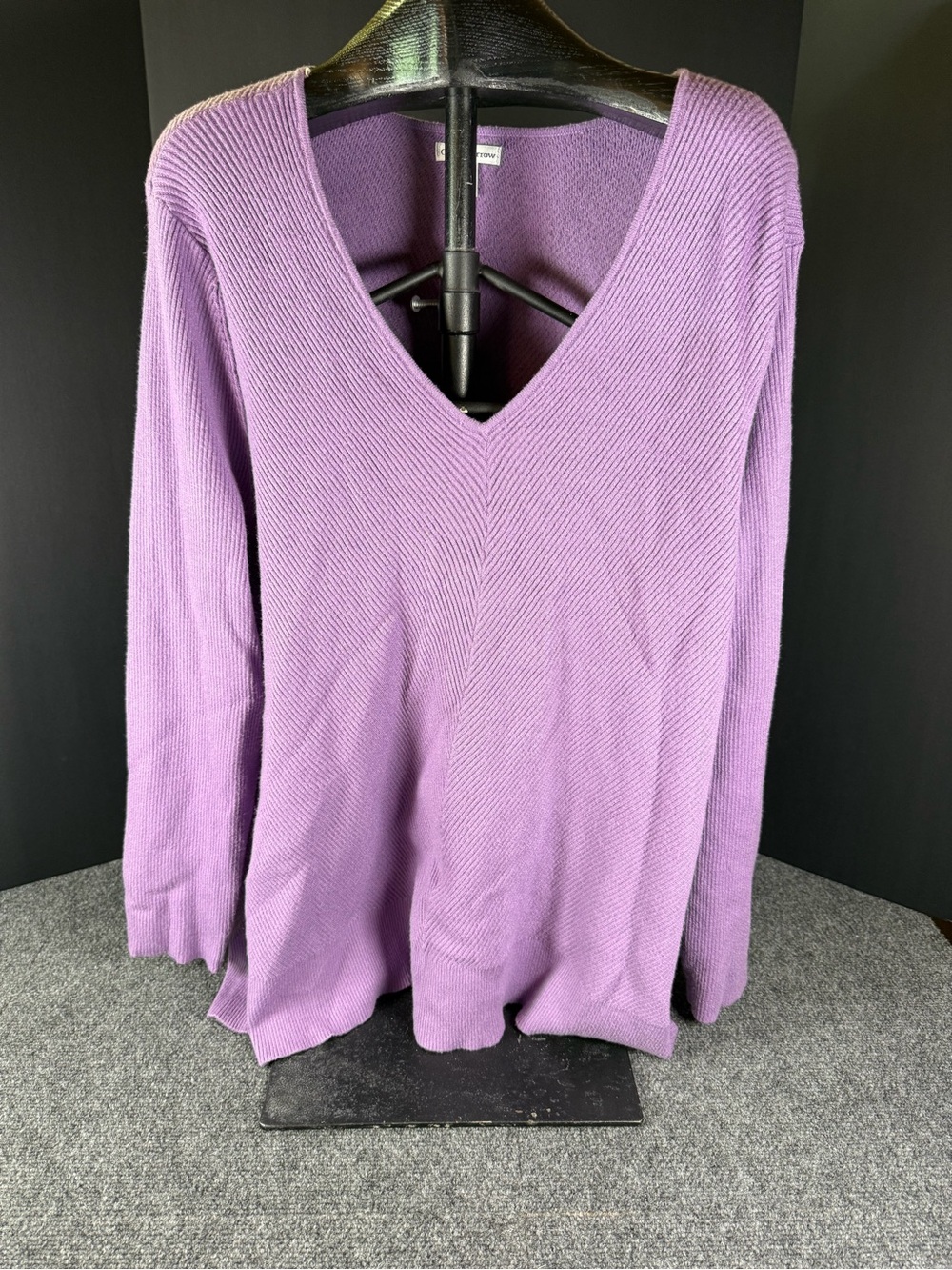 Croft & Barrow Purple Ribbed V-Neck Pullover Sweater - Size 2X